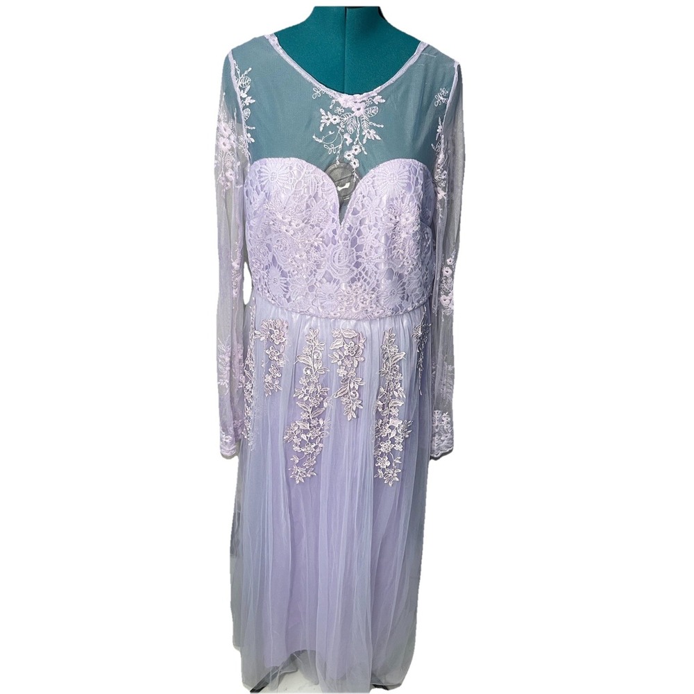 Mesh & Lace Dress Purple Satin Fairy Whimsy Princess Dress Party Plus Sz 20/ 1x